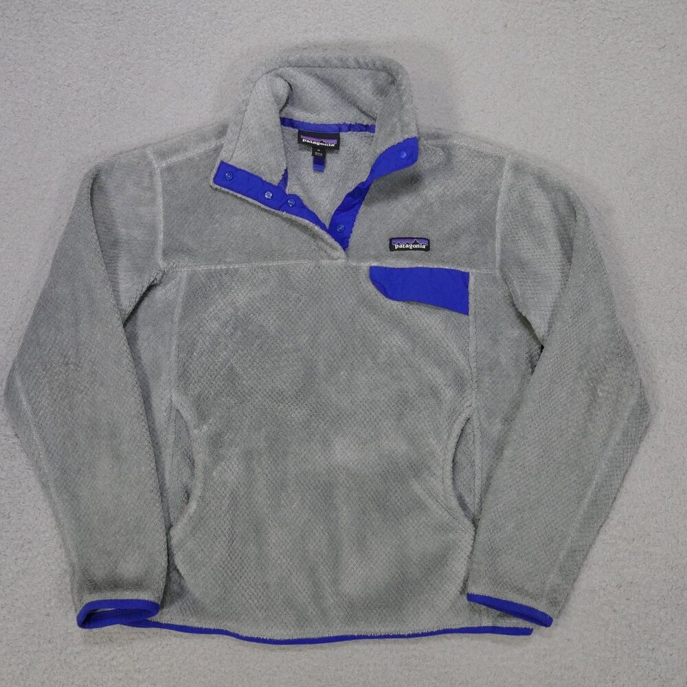 Patagonia Women's Re-Tool Snap-T Pullover Gray Blue Size Medium Fleece Polartec